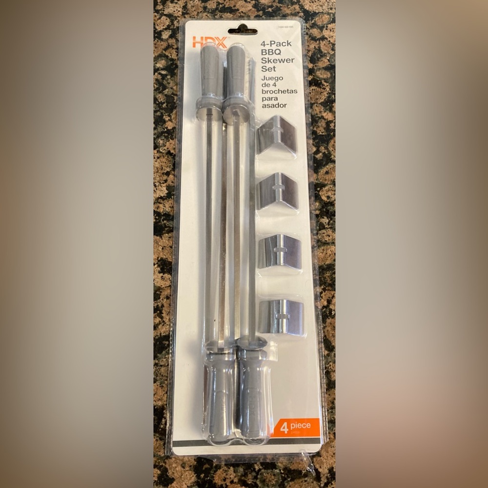 New 4 pack stainless steel BBQ skewer set by HDX